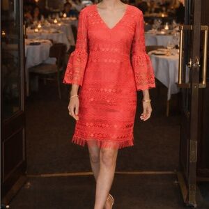 Trina Turk Vibrant Red Lace Dress